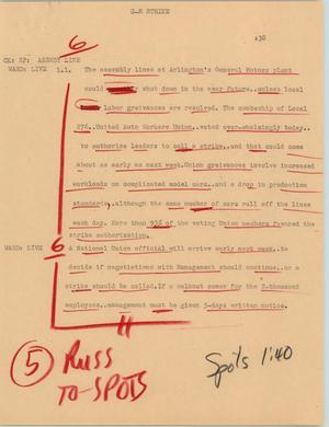 Primary view of object titled '[News Script: GM strike]'.