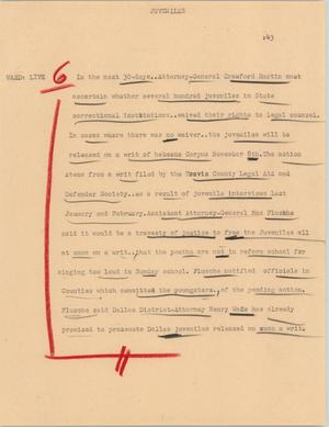 Primary view of object titled '[News Script: Juveniles]'.