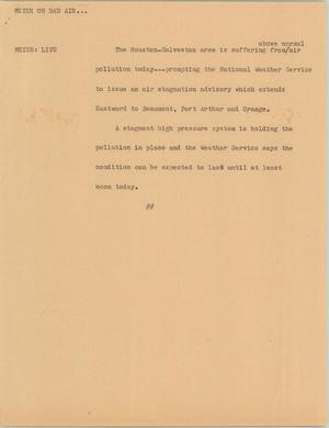 Primary view of object titled '[News Script: Meyer on bad air]'.