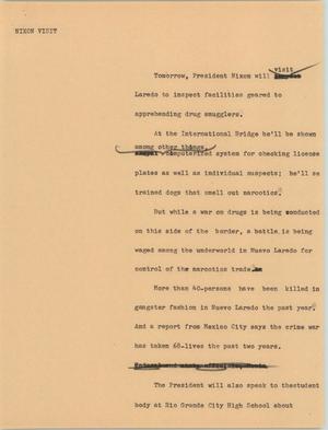 Primary view of object titled '[News Script: Nixon visit]'.