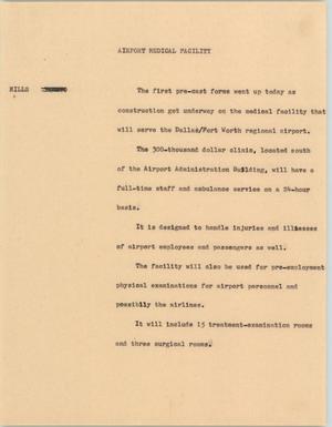 Primary view of object titled '[News Script: Airport Medical Facility]'.