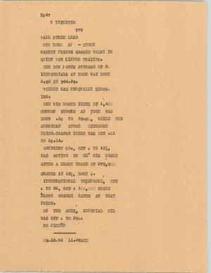Primary view of object titled '[News Script: Wall street lead]'.