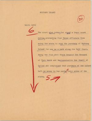 Primary view of object titled '[News Script: Mustang island]'.