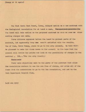 Primary view of object titled '[News Script: Knapp at it again]'.