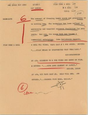 Primary view of object titled '[News Script: Sperm]'.