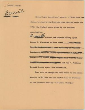 Primary view of object titled '[News Script: County Agents]'.
