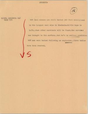 Primary view of object titled '[News Script: Rhodesia]'.