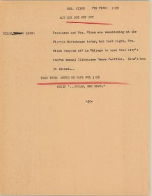 Primary view of object titled '[News Script: Mrs. Nixon]'.