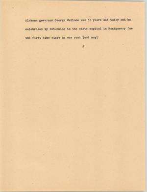 Primary view of object titled '[News Script: Wallace birthday]'.
