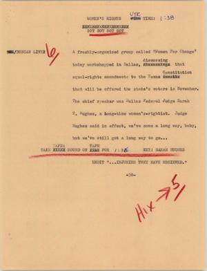 Primary view of object titled '[News Script: Women's rights]'.