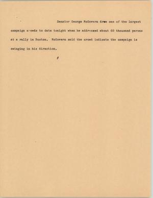 Primary view of object titled '[News Script: Senator McGovern]'.