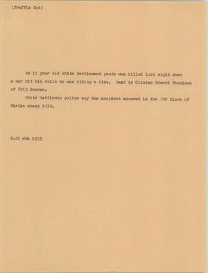 Primary view of object titled '[News Script: Traffic fat]'.
