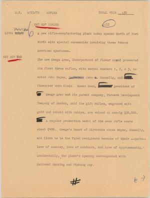 Primary view of object titled '[News Script: Rifles]'.