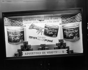 Primary view of object titled '[Duncan's Maryland Club Coffee window display]'.