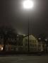 Photograph: [UNT residence hall in fog]