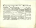 Thumbnail image of item number 1 in: '[Clipping: Religious groups join fray over judge's remarks]'.
