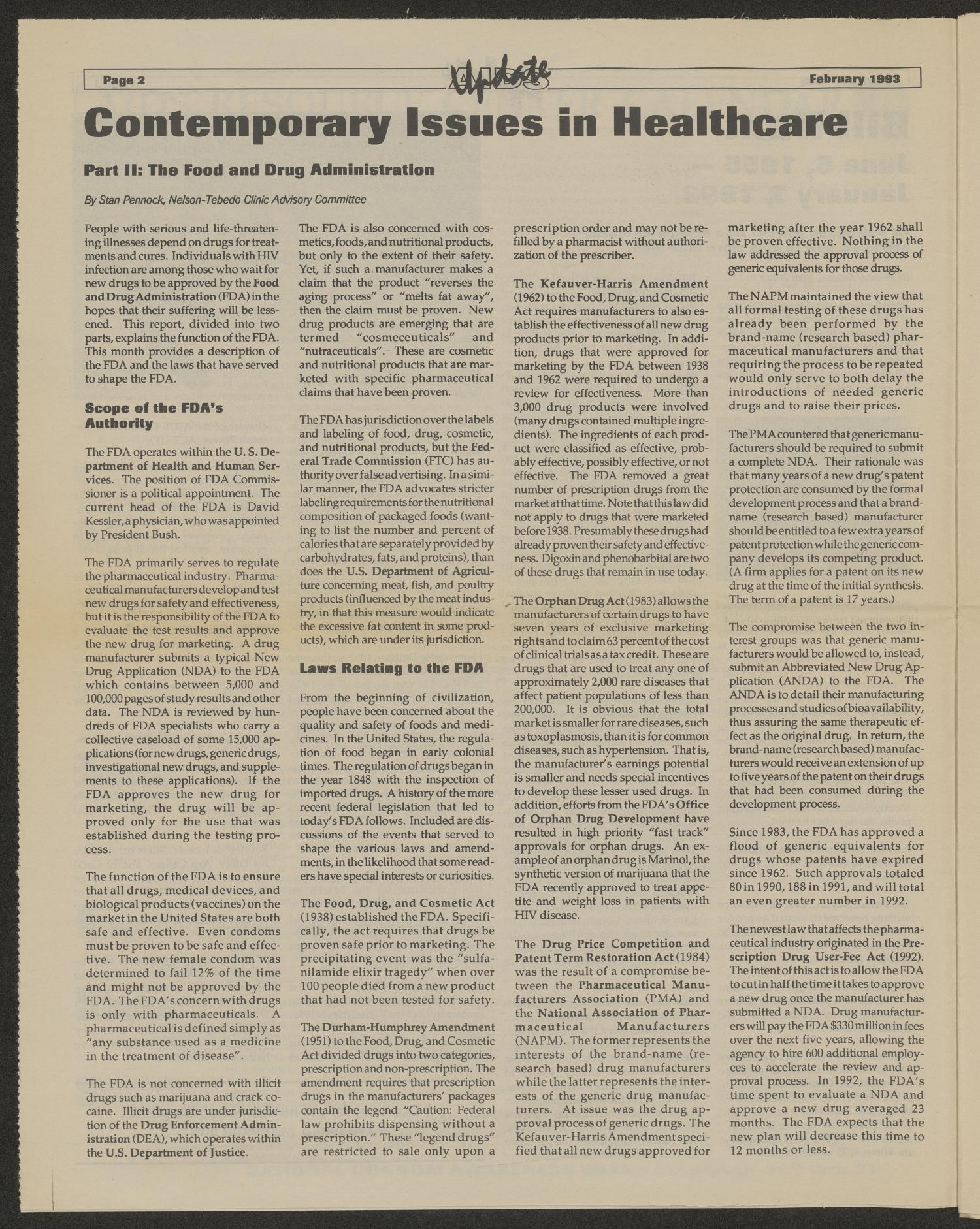 AIDS Update, Volume 8, Number 2, February 1993
                                                
                                                    2
                                                