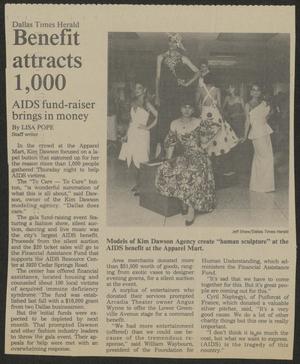 Primary view of object titled '[Clipping: Benefit attracts 1,000: AIDS fund-raiser brings in money]'.