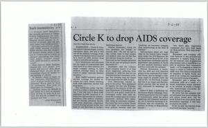 Primary view of object titled '[Clipping: Circle K to drop AIDS coverage]'.