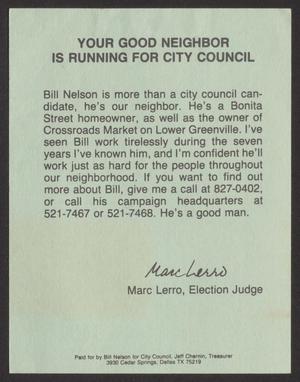 Primary view of object titled '[Letter promoting Bill Nelson]'.