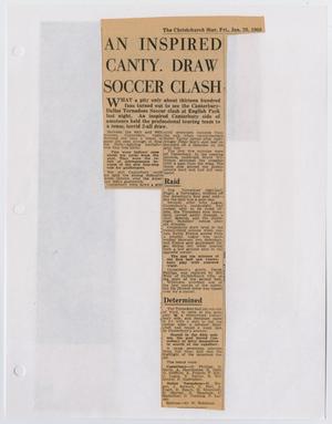 Primary view of object titled '[Clipping: An inspired canty. Draw soccer clash!]'.