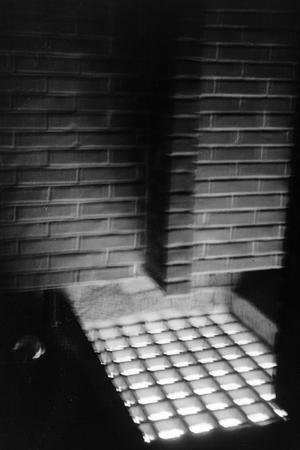 Primary view of object titled '[Photograph of a brick wall and a metal grate]'.