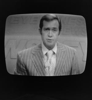Primary view of object titled '[Ray Walker on television]'.