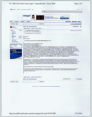 Primary view of object titled '[Email from Evans Harris to Patti Fink, June 9, 2011]'.
