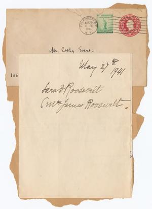 Primary view of object titled '[Letter from Corky Evans to Mrs. Roosevelt, May 27, 1941]'.
