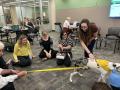 Thumbnail image of item number 1 in: '[Shannon Williams, Maren Garcia, and Abigail Mueller with therapy dog]'.