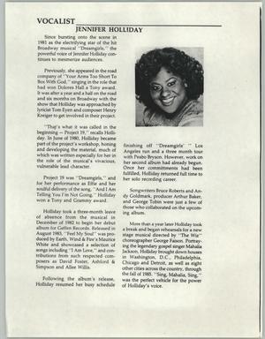 Primary view of object titled '[Article: Jennifer Holliday]'.