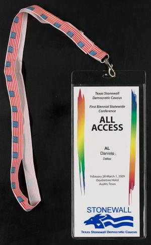 Primary view of object titled '[All Access name-tag for Al Daniels]'.