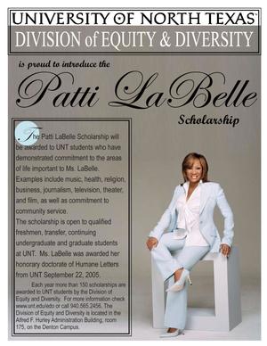 Primary view of object titled '[Patti LaBelle Scholarship flyer]'.