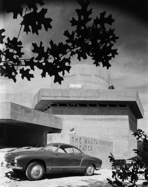 Primary view of object titled '[Client: Wright – Kalita Humphreys Theater (Car in Front), Dallas, Texas]'.