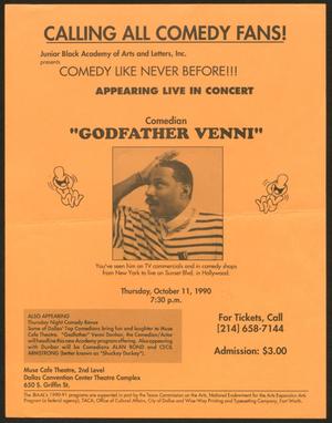 Primary view of object titled '[Flyer: Calling All Comedy Fans!]'.