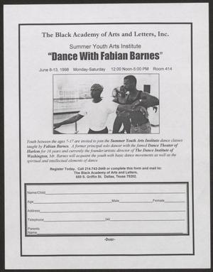 Primary view of object titled '[Flyer: Dance with Fabian Barnes]'.