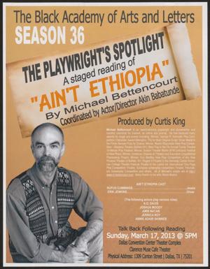 Primary view of object titled '[Flyer: Ain't Ethiopia]'.