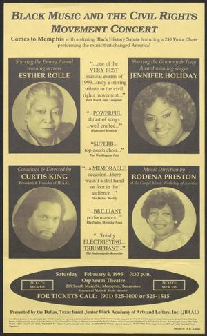 Primary view of object titled '[Flyer: Black Music and the Civil Rights Movement]'.