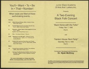 Primary view of object titled '[Program: Two-Evening Black Folk Concert]'.