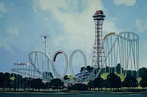 Primary view of object titled '[Illustration of Six Flags over Texas]'.