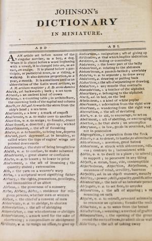 A page titled Dictionary at the top, under it are two columns of text.