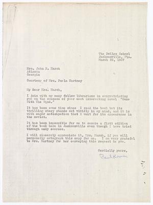 Primary view of object titled '[Letter from Paul Kruse to Mrs. John R. Marsh (Margaret Mitchell), 1937-03-25]'.
