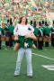 Photograph: [Dancer in lift during UNT vs. Navy game, 2007]