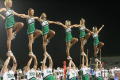 Photograph: [NT Cheerleaders group stunt at UNT v ULM game]