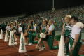 Photograph: [NT Cheer team resting at UNT v ULM game]