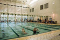 Photograph: [Swimmers warming up in lanes]