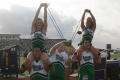 Photograph: [NT Cheer with slingshot at the UNT v Navy game]