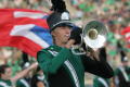 Photograph: [Trumpet player on field at the UNT v Navy game]
