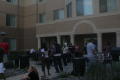 Photograph: [Students gathered for Traditions Hall barbecue]