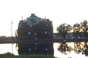 Primary view of object titled '[Homecoming Bonfire structure]'.
